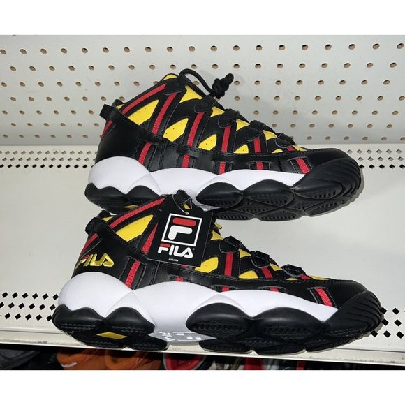FILA Stackhouse Spaghetti Mens Basketball Shoes Size 10 Black Red Yellow